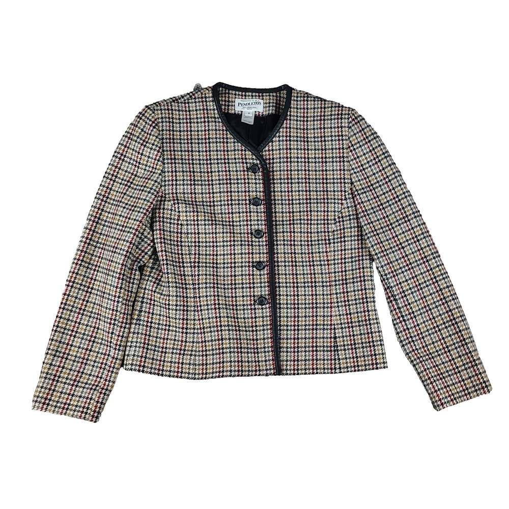 Vintage Pendleton Blazer Jacket Plaid Virgin Wool Made in USA Women's Size 8P